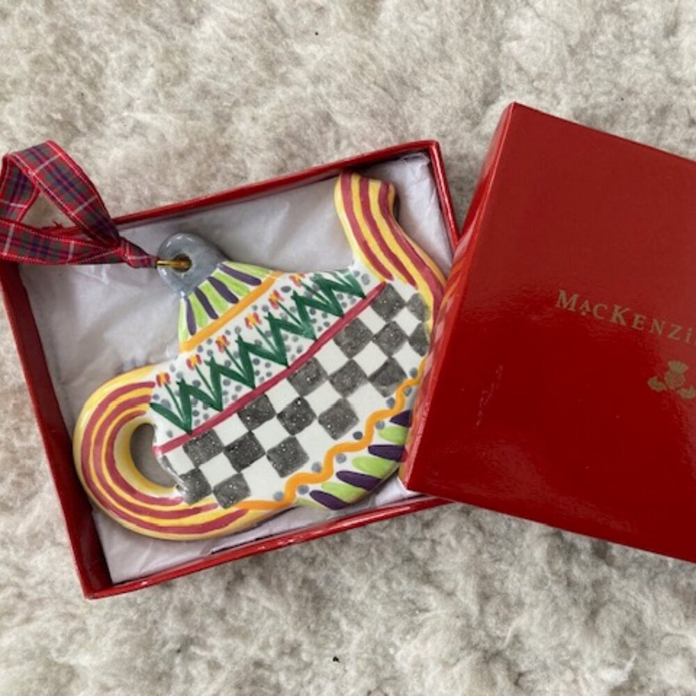 Vintage McKenzie-Childs Ceramic Teapot Ornamanet